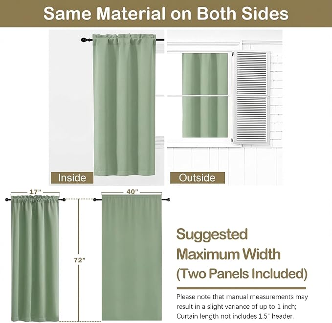OVZME Light Green Blackout Curtains - Image 2