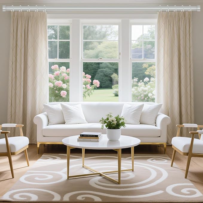 Silver Curtain Rods for Windows 36 to 176 Inch, Size:36-176 Inch - Image 2