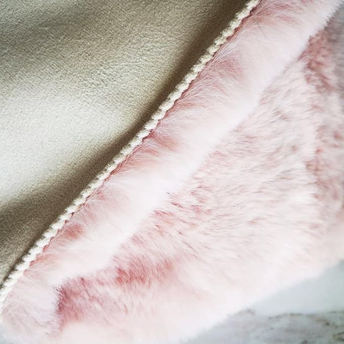 Ghouse Faux Rabbit Fur Round Rug 5ft Pink Round Rugs - Image 4