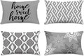 Hexagram Grey Geometric Pillow Covers 12x20 Set of 4, Decorative Outdoor Modern by Hexagram