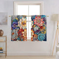 Boho Flower Kitchen Curtains Colorful Oil Painting Flowers Design by BrilliStar
