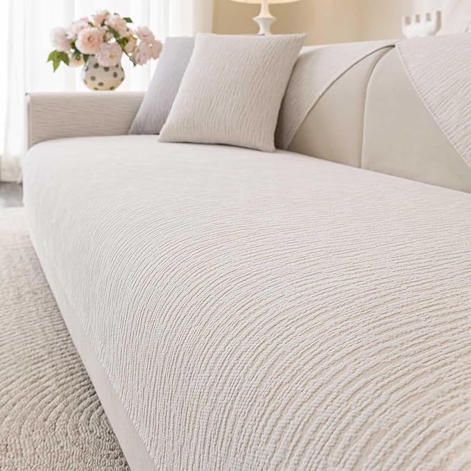 Soft Waterproof Chenille Cover Washable, Non Slip Sectional Sofa Covers by Aucrovee