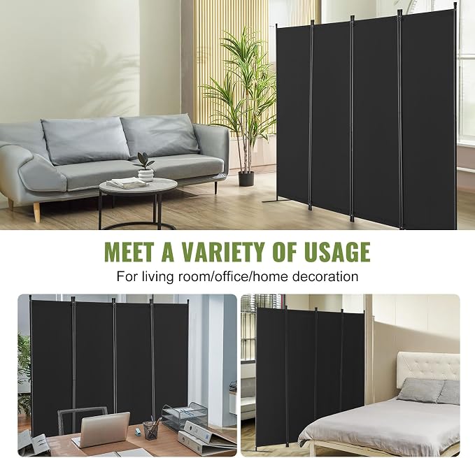 VEVOR Room Divider, 4 Panel Room Dividers and Folding Privacy Screens, Fabric - Image 6