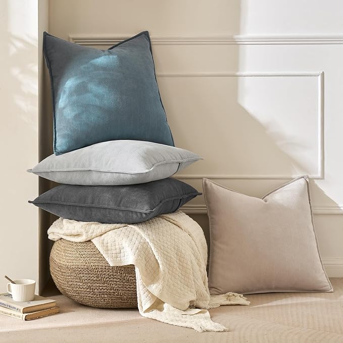MIULEE Pack of 2 Cream Decorative Pillow Covers 26x26 Inch Soft Chenille - Image 7