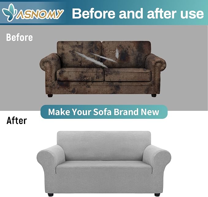 Asnomy Sofa Covers for 2 Cushion Couch Stretch loveseat Covers Slipcovers - Image 7