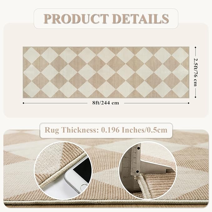 Beeiva Checkered Print Rug Runners - Image 6