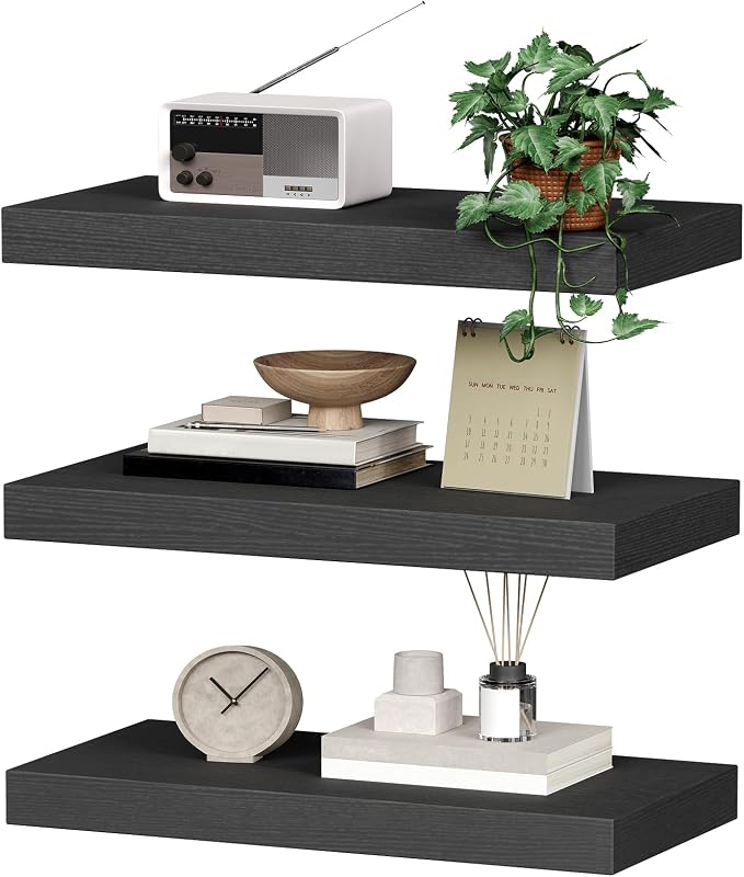 RALGEND Floating Shelves for Wall, 1.5" Thick Wall Shelf Set of 3 by RALGEND