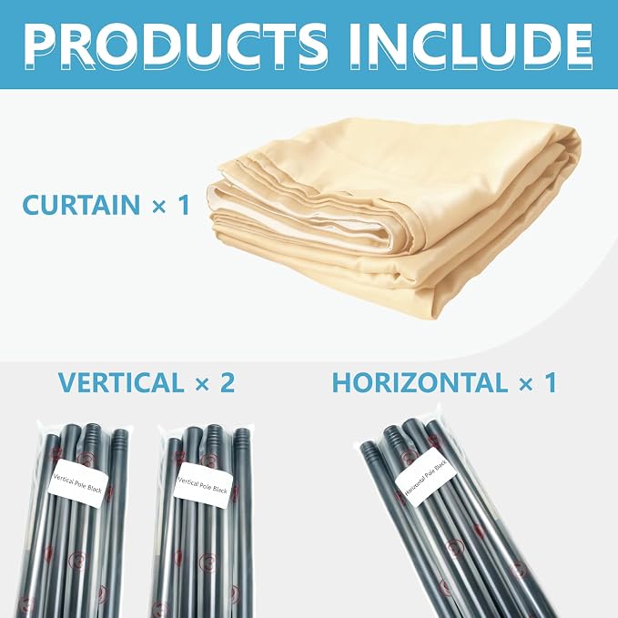 Jilron No-Drill Divider for Room Separation Set: Includes 106" W x 96" L Beige - Image 7