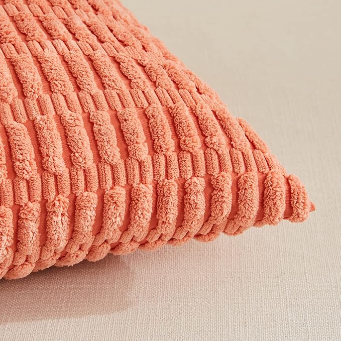 Fancy Homi 4 Packs Boho Coral Decorative Throw Pillow Covers 20x20 Inch - Image 4