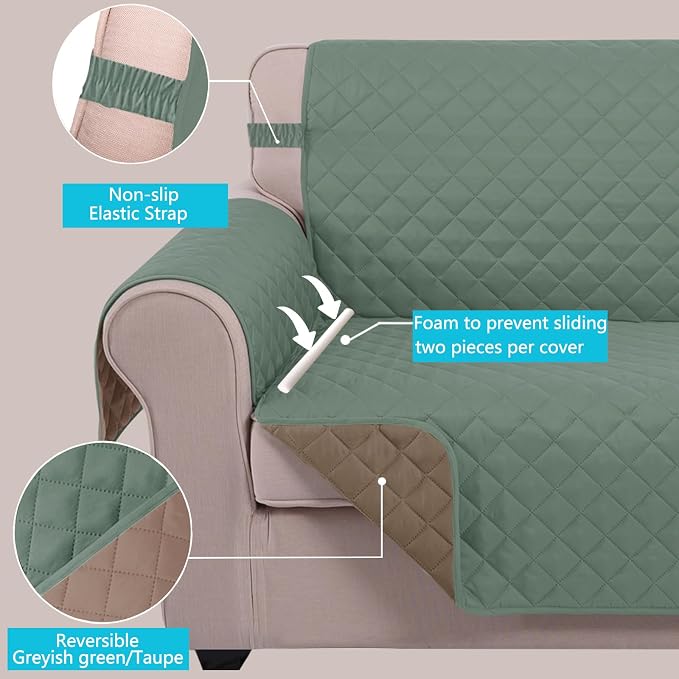 U-NICE HOME Reversible Oversized Chair Covers Quilted Water Repellent Pet - Image 3