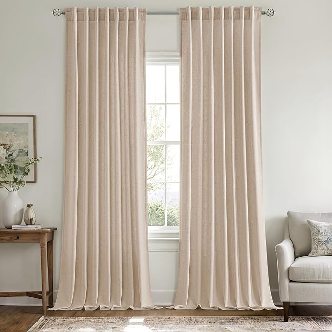 MIULEE Non-See-Through Privacy Linen Curtains 2 Panels, Light Filtering Window - Image 3