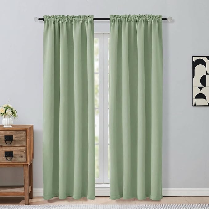 OVZME Light Green Blackout Curtains by OVZME