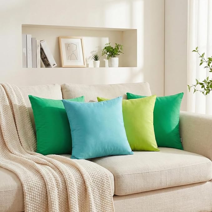 4-Pack 100% Cotton Comfortable Solid Decorative Throw Pillow Case, Thmyo Square - Image 4