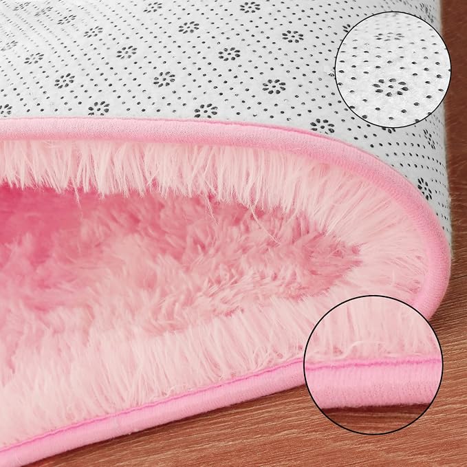 Merelax Pink Area Rugs for Living Room Bedroom Girls, 5x8 Soft Fluffy Fuzzy - Image 5
