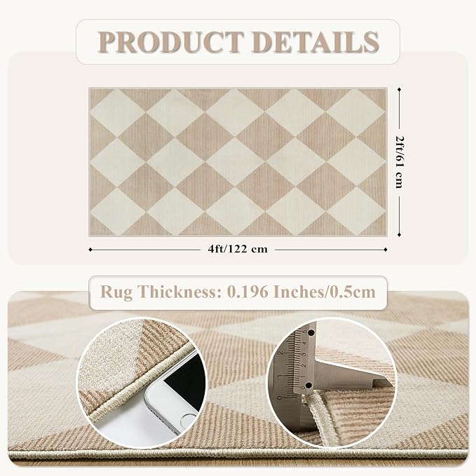 Beeiva Checkered Print Washable Runners - Image 2