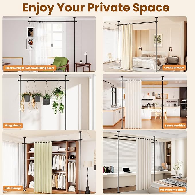 Bonpally Room Divider Curtain Rod, No Drilling Room Separator - Image 7
