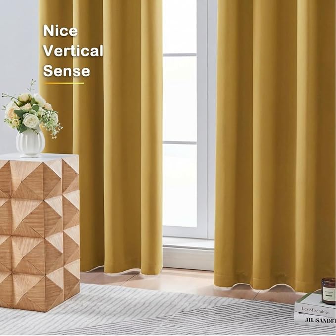 OVZME Bright Gold Short Blackout Curtains - Image 8