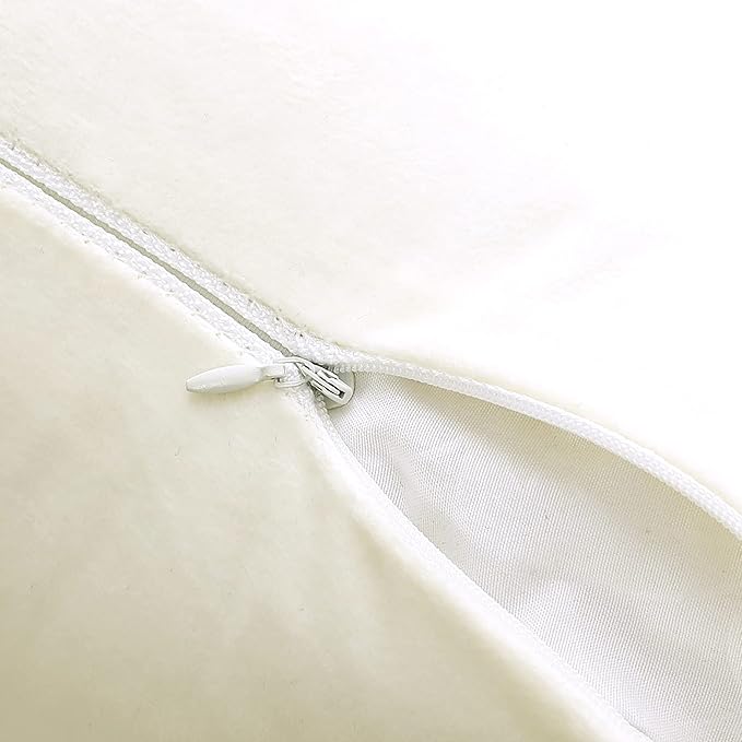 NiNi ALL Decorative Throw Pillow Covers Velvet 16x16 Inch Pack of 2 Cream White - Image 5