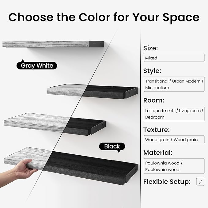 BAYKA Wall Shelves for Bedroom Decor, Floating Shelves for Living Room Kitchen - Image 6