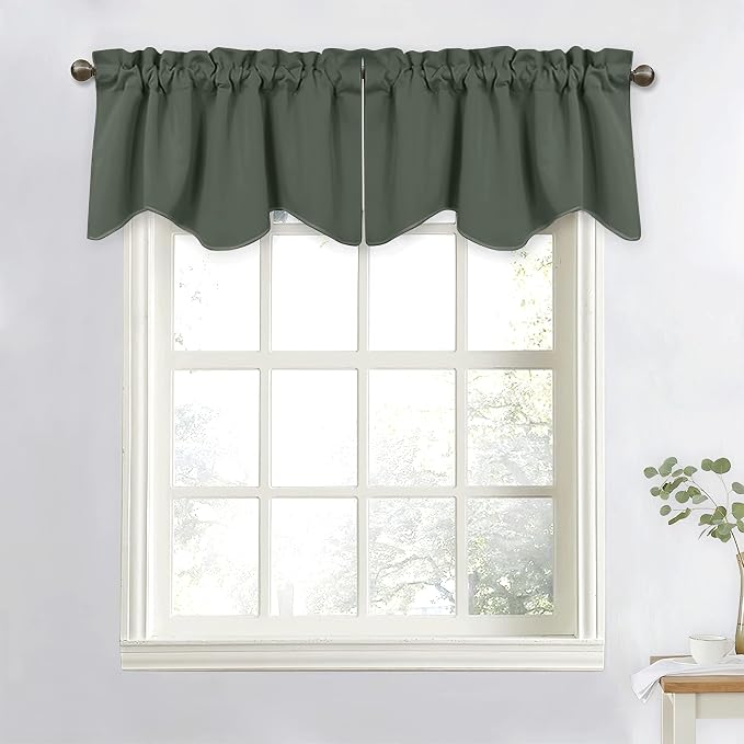NICETOWN Valance Curtains for Kitchen Blackout Thermal Insulated Solid Rod by NICETOWN
