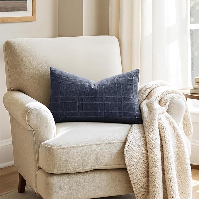 MIULEE Decorative Linen Check Lumar Throw Pillow Covers Neutral Farmhouse - Image 4