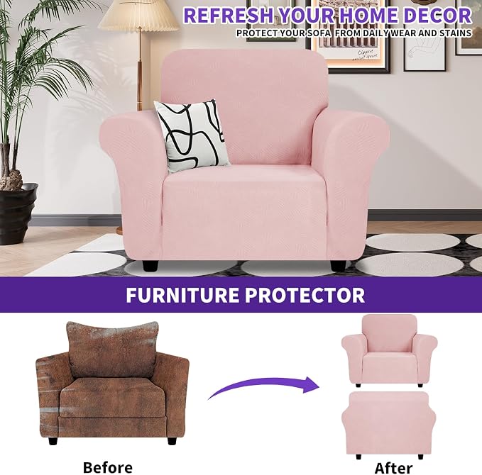 ZNSAYOTX Chair Cover with Arms, New Striped Sofa Chair Covers - Image 2