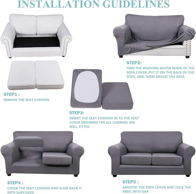 hyha Couch Cover, 4 Pieces, Sofa Slipcovers, - Image 5