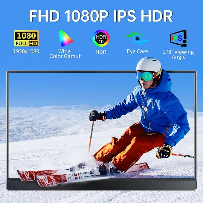 VisionOwl Portable Monitor 15.6 Inch 1080P FHD 85% sRGB Second Screen, USB-C - Image 3