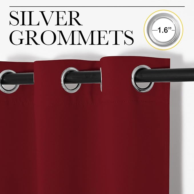 NICETOWN Christmas Burgundy Bedroom Curtains Blackout Draperies, Christmas - Image 3
