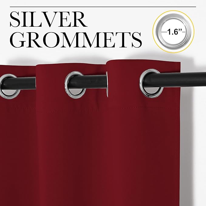 NICETOWN Burgundy Red Blackout Curtains 78 inches Length - Image 2