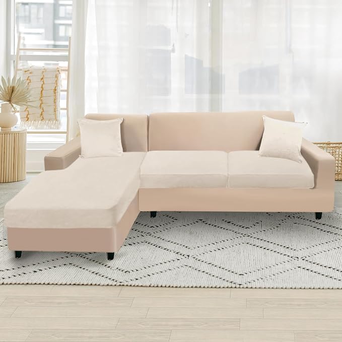 NAISI Sectional Couch Cover 3 Pieces Velvet Separate Couch Cushion Covers L - Image 5