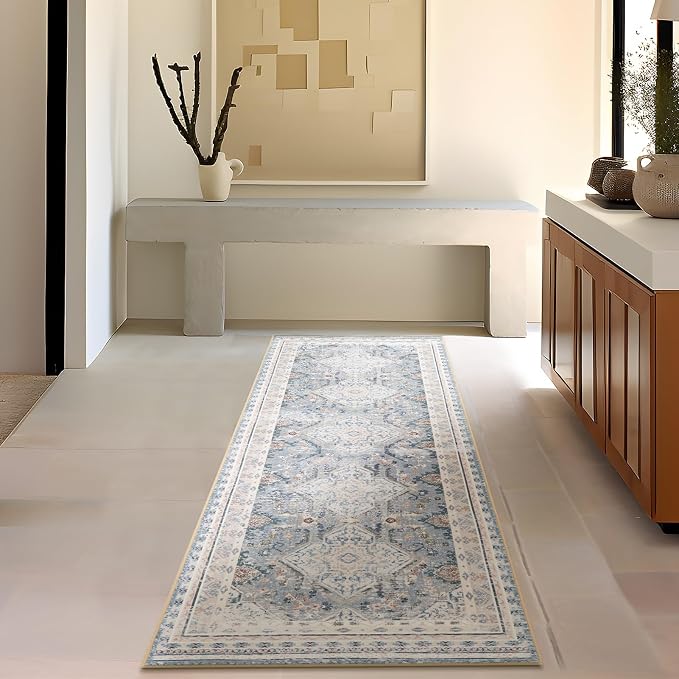 Phantoscope Washable Runner Rug 2'x6' Non-Slip, Vintage Neutral Hallway Rugs - Image 5