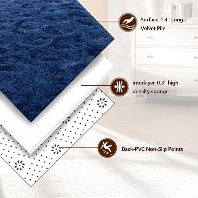 Shag Area Rugs for Living Room, Soft Fuzzy Plush Rugs, Upgrade Anti-Skid Modern - Image 6