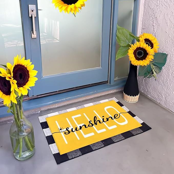 Hello Sunshine Door Mat Summer Doormat 17 X 29 Inch Yellow Doormat Decorative - Image 6