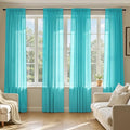 MIULEE Turquoise Sheer Curtains 84 Inches Long, 4 Panels Set, Light Filtering by MIULEE
