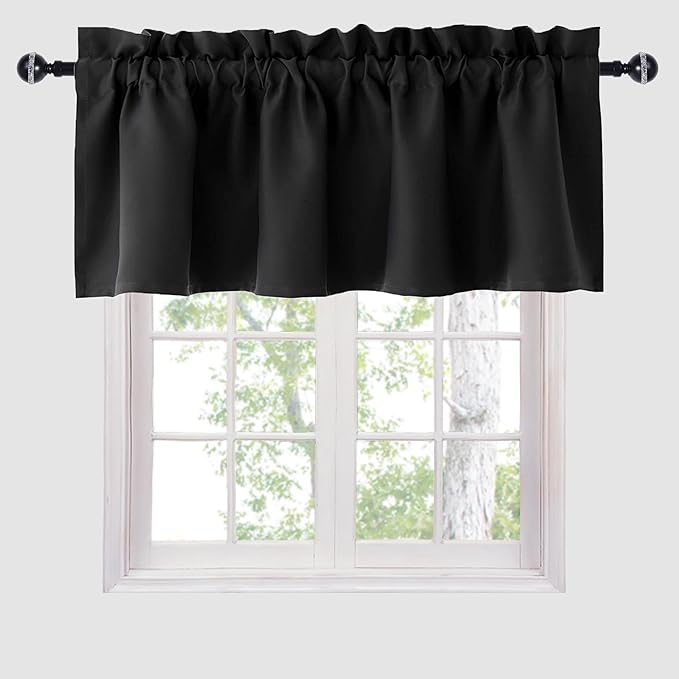 Hiasan Black Valance Curtains Blackout Rod Pocket Window Curtain Valances by Hiasan