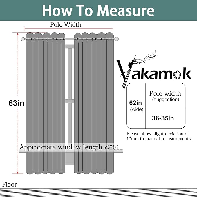 Yakamok 63 Inch Long Blackout Curtains Room Darkening Thermal Insulated - Image 7
