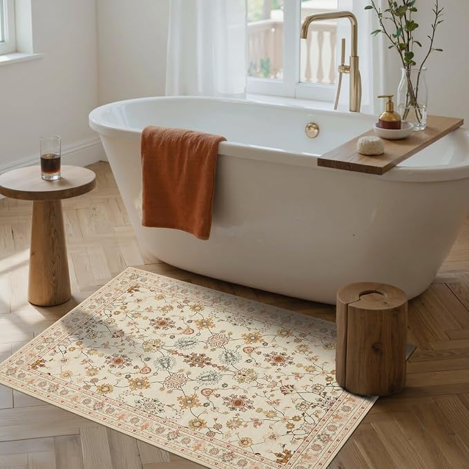 Rugxara Door Mat Floral Entryway Rug, Washable Samll 2x3 Rug, Boho Front Door - Image 3
