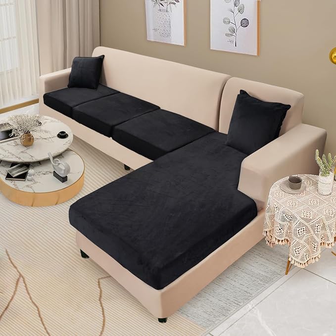 NAISI Sectional Couch Cover 4 Pieces Velvet Separate Couch Cushion Covers L - Image 2