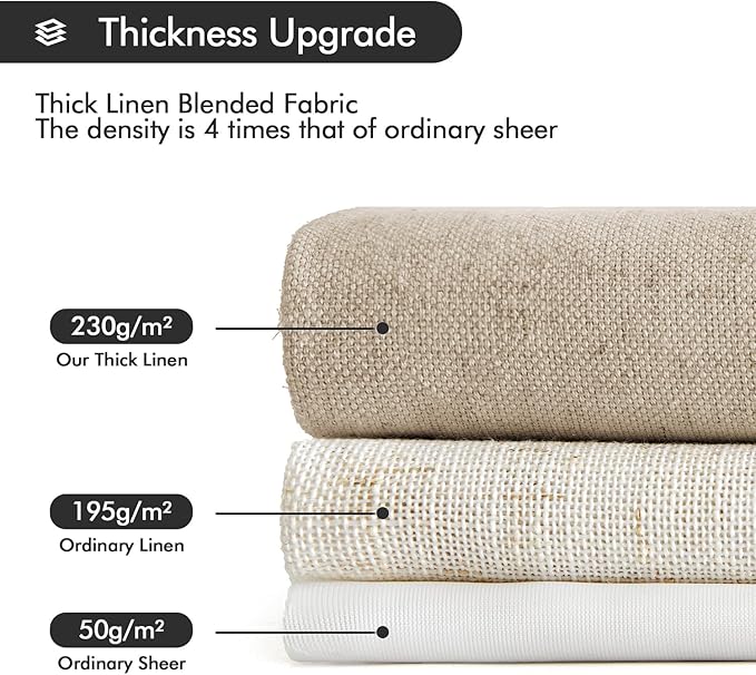 MIULEE Non-See-Through Privacy Linen Curtains 2 Panels, Light Filtering Window - Image 5