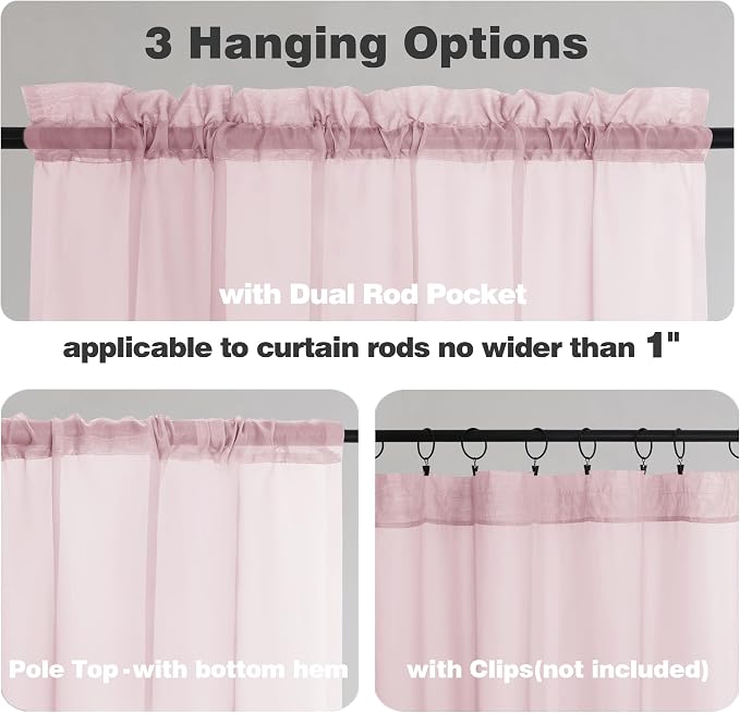 Chyhomenyc Blush Pink Sheer Curtains 84 Inches Long 2 Panels, Light Filtering - Image 5