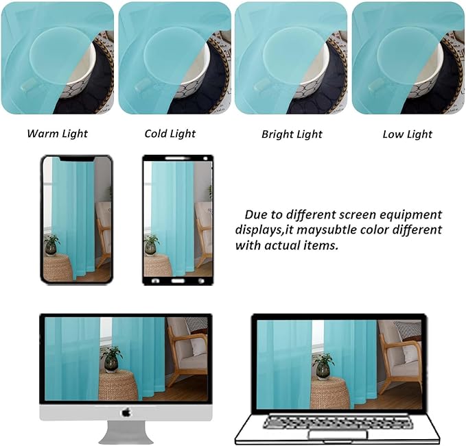 Chyhomenyc Sheer Curtains 63 Inch Length 2 Panels Set, Light Filtering Rod - Image 4