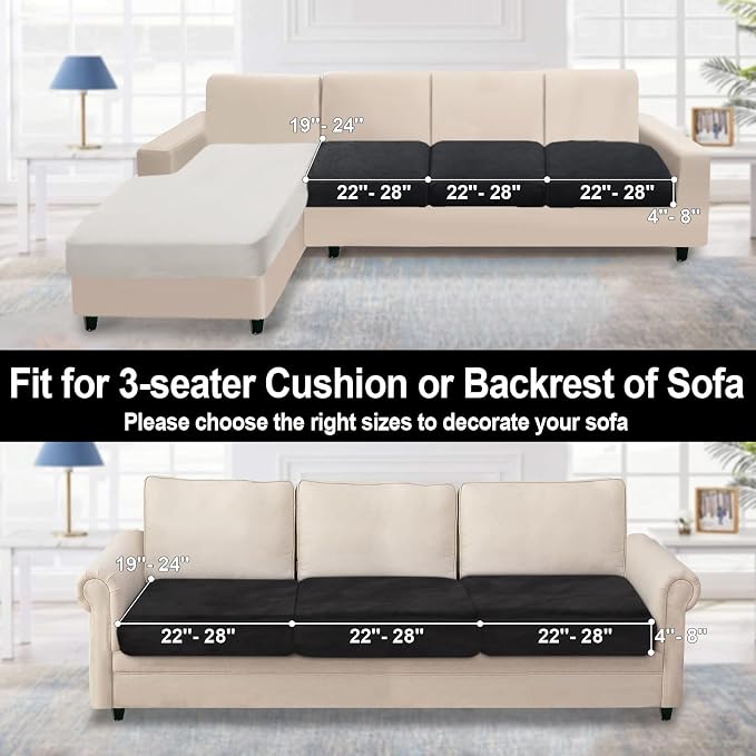 NAISI Couch Cushion Covers 3 Pieces Velvet Stretch Sofa Seat Covers or Backrest - Image 6