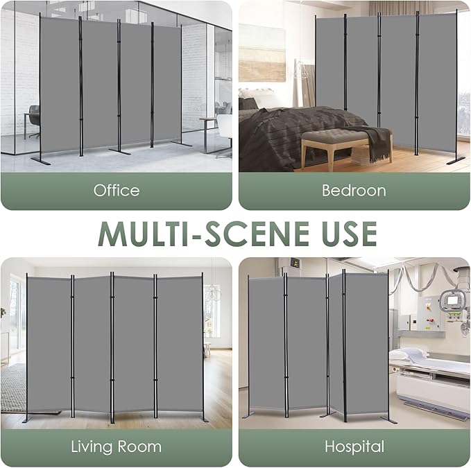 RANTILA 4 Panel Room Divider, 6 FT Folding Privacy Screen - Image 7