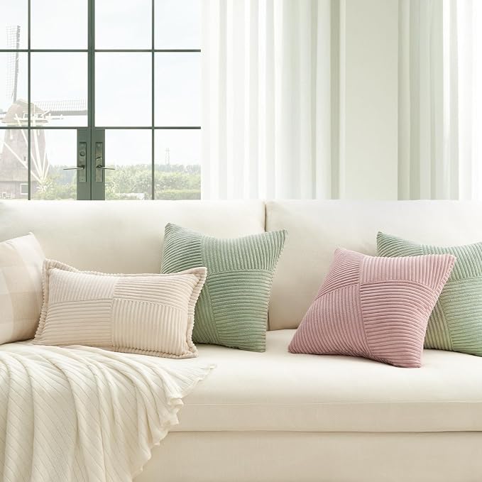 Topfinel 24x24 inches Sagegreen Euro Pillow Shams Set of 2 Corduroy Decorative - Image 2