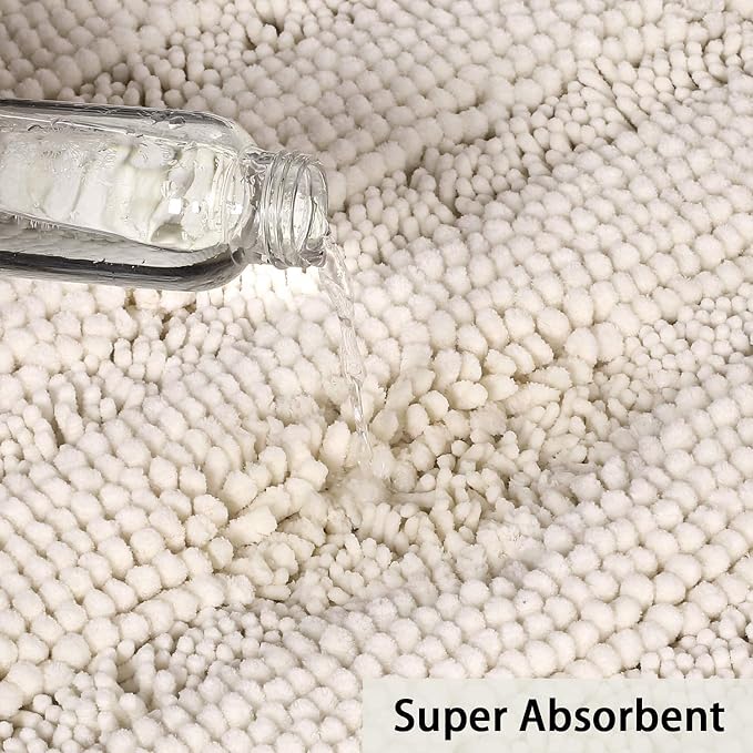 Turquoize Chenille Bath Rugs Shaggy Non Slip Bath Mat 17 x 24 Extra Soft - Image 5
