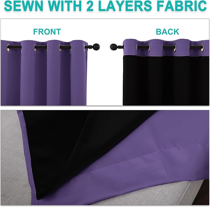 NICETOWN Blackout Curtains 80 inches Long, Full Light Blocking Drapes - Image 5