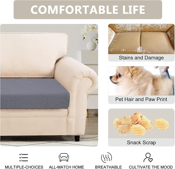 SearchI Stretch Jacquard Sofa Couch Cushion Covers Replacement Reversible - Image 4