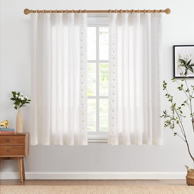 jinchan Weslie White Linen Curtains - Image 3