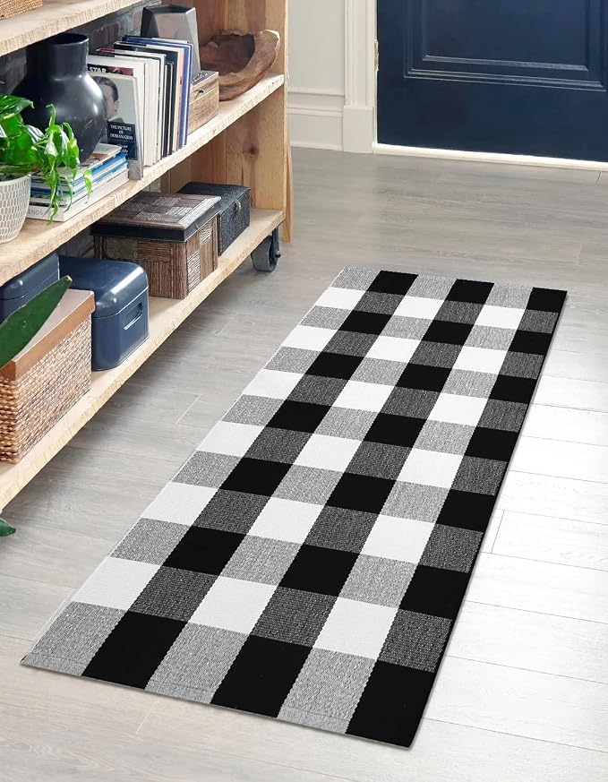 IOHOUZE Buffalo Plaid Checkered Rug 2x4.3 Ft Front Door Mats, Washable Area Rugs - Image 2